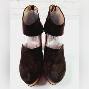 Free People Luxor Platinum Heels Brown Chocolate Suede Size 39.5